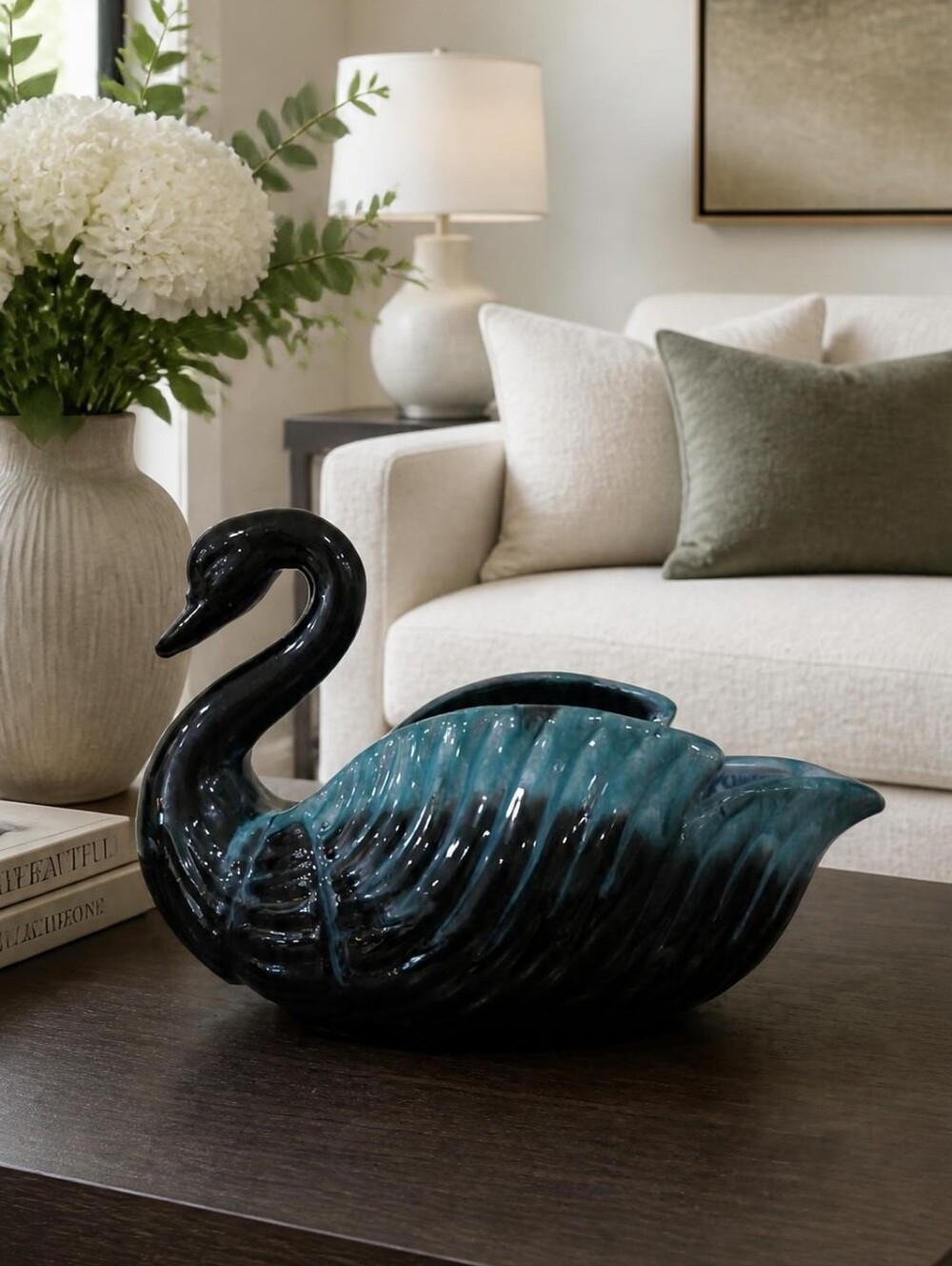 Vintage ENESCO Japanese Redware Swan Planter